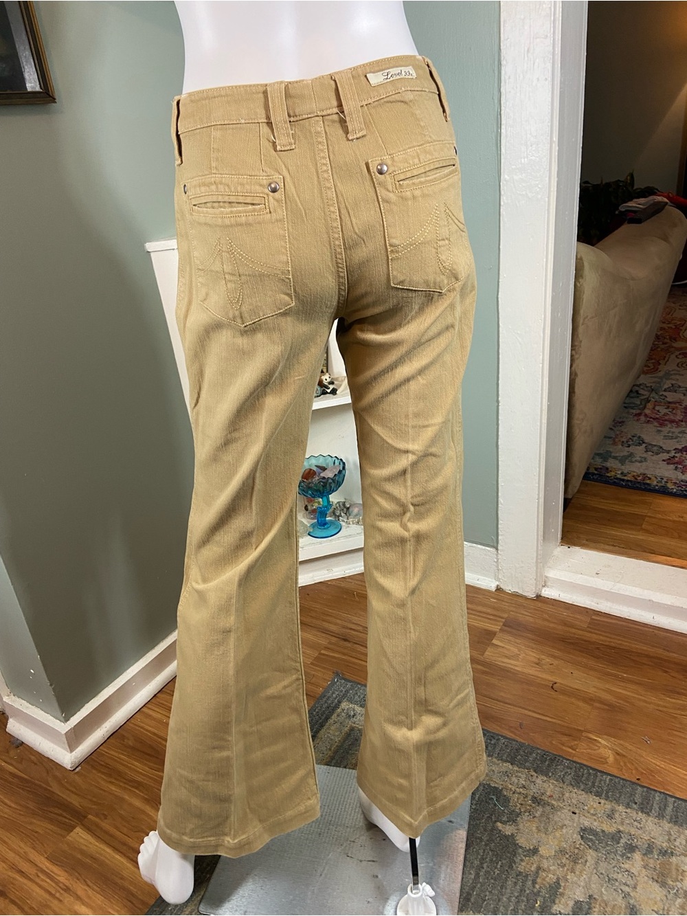Anthropologie Level 99 Flared Flare Jeans Khaki Tan Size 27 [CH]